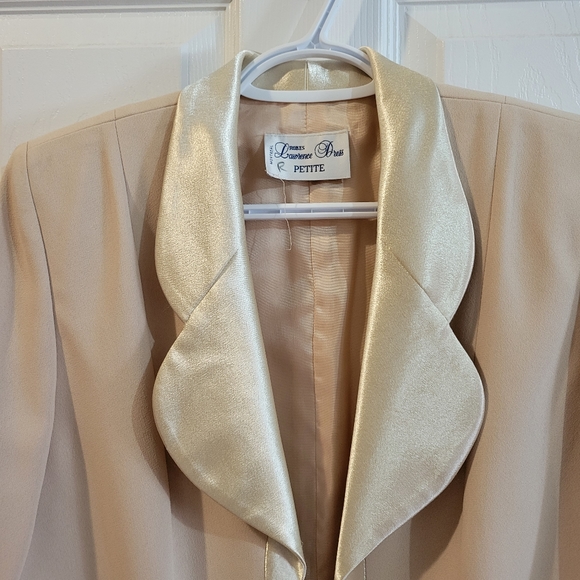 Vintage 80s beige glitter scalloped collar blazer jacket small - Picture 3 of 11